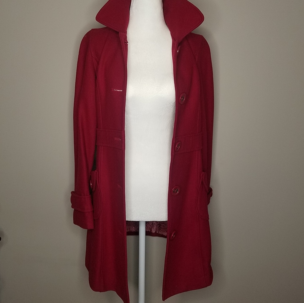 Tulle Red Wool Button Jacket Xs Extra Small - image 8